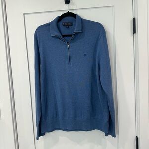 Brooks Brothers Blue Quarter Zip Supima Cotton Sweater Preppy Classic M